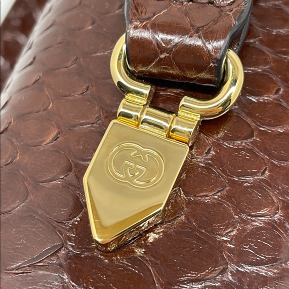 Gucci GG Interlocking Logo Python Medium 3 Compartments Brown/ Black/Beige Purse - Picture 13 of 16